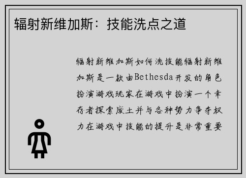 辐射新维加斯：技能洗点之道